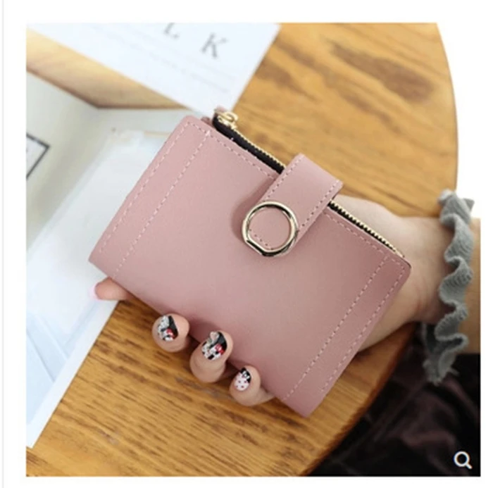 Wholesale Korean Style New Design Cute Pu Leather Pure Color Fashion  Cheapest Shorts Wallets Small Push Button Girls Wallet - Buy Young Girl