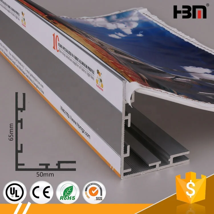 65mm Depth Seg Aluminum Extrusion Profiles Frameless Fabric Lightbox Frame Silver Color  Certified Decorations