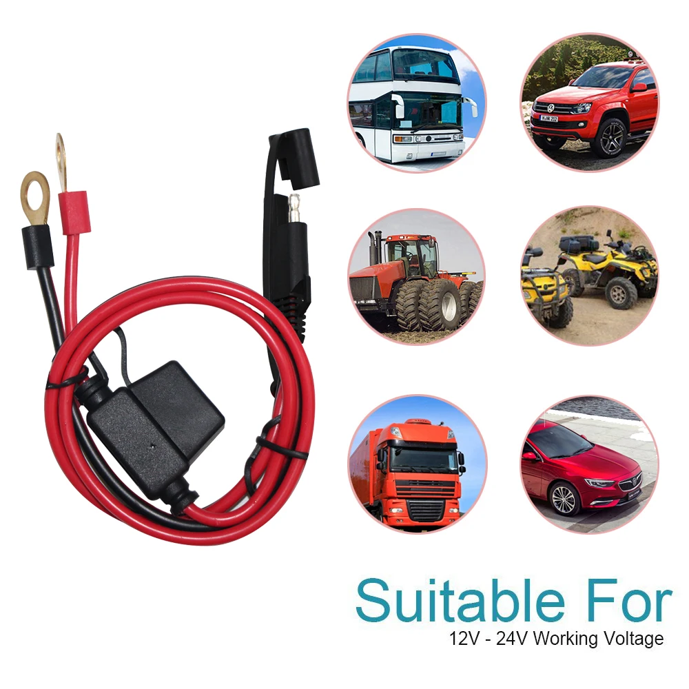 6ft 16/18Awg solar connector cord car Motorcycle charging battery cable 12/24V SAE to round terminal power cable 7