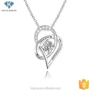 Keiyue Valentine's Day Gift Personalised Alphabet LOVE Word Charms Engraved Name Necklace with Opal Stone Couple Pendant