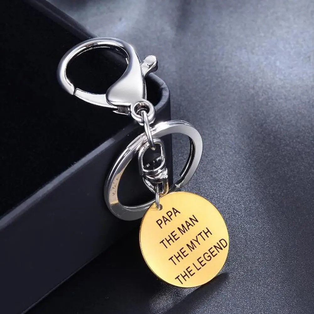 Porte-clés Papy - Cadeau Personnalisé Pour Grand-père - Anniversaire, Noël, Fête Des Pères - En Acier Inoxydable