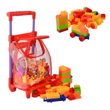 96 Pcs Plastic Building Blocks Kits with Cart Kids Children’s Montessori Educational Toys