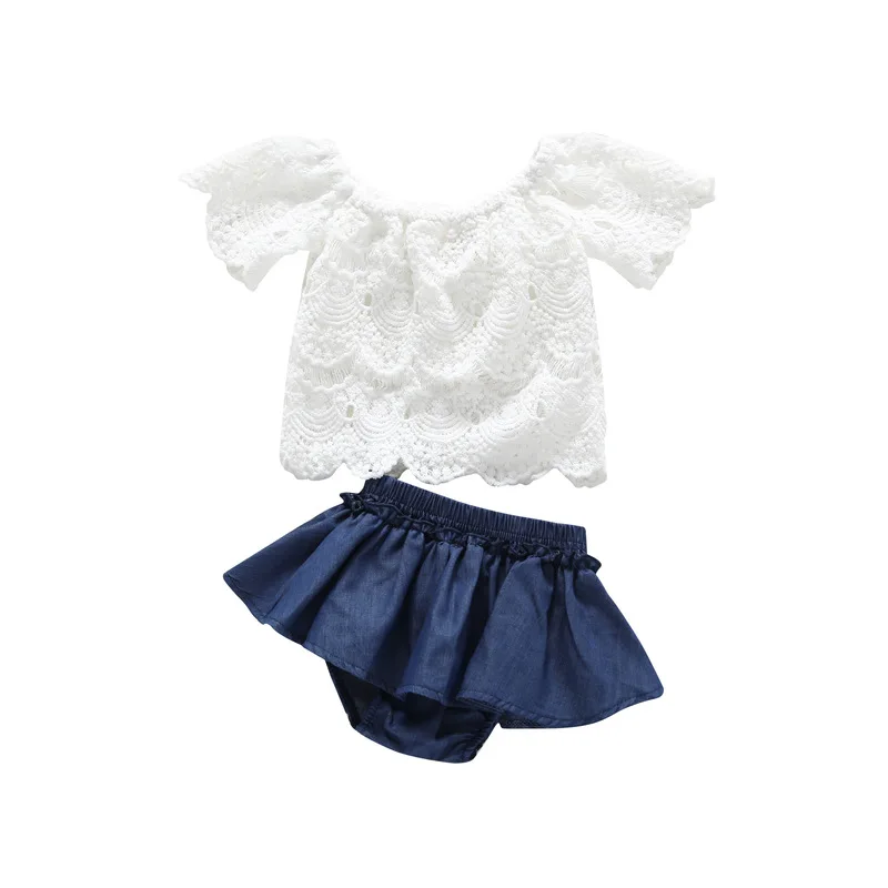 2 Pcs White Lace New Born Baby Suit With Short Sleeve Top And Jeans Bloomer Buy Baby Girl Body Suit New Born Baby Suit Baby New Years Outfit Product On Alibaba Com