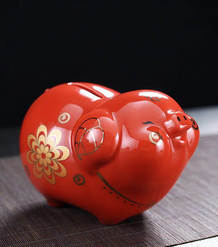 Лидер продаж копилка для монет из красной свиньи керамическая подарков