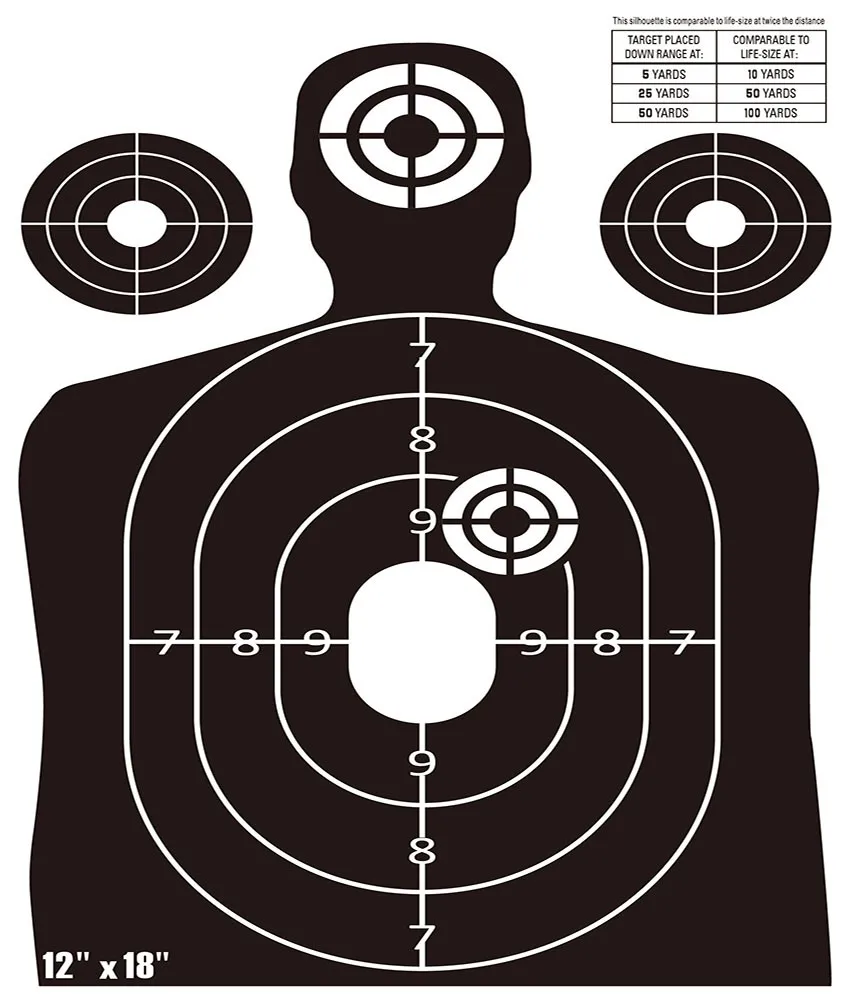 rifle paper shooting targets 12X18 25 Blue & Black Silhouette hand gun 