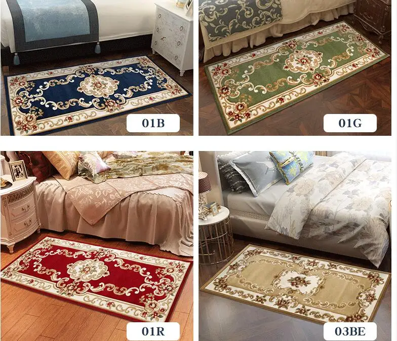 Wilton Blue Modern Floral High Pile Machine Made Eco-friendly Anti-Slip Waterproof Reversible Stain Resistant Area Rug Home