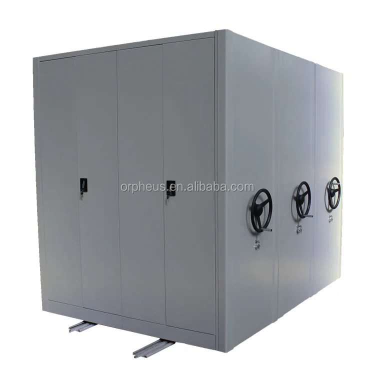 Filing Storage Cabinet Office Furniture Double Bank Archive Rack High Density Mechanical Mobile Storage Shelving
