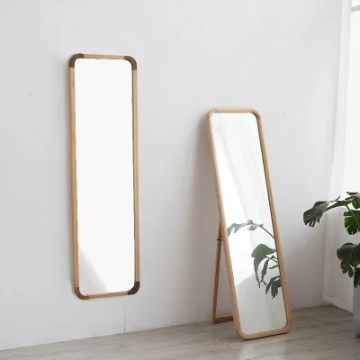 Large Rectangular Wood Frame Full-Length Standing Mirror Luxury Home Decor Dressing Anti-explosion for Dressing Room Use