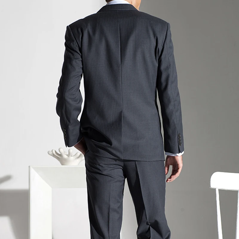 Traje de boda de estilo italiano para hombre, traje a rayas, hecho