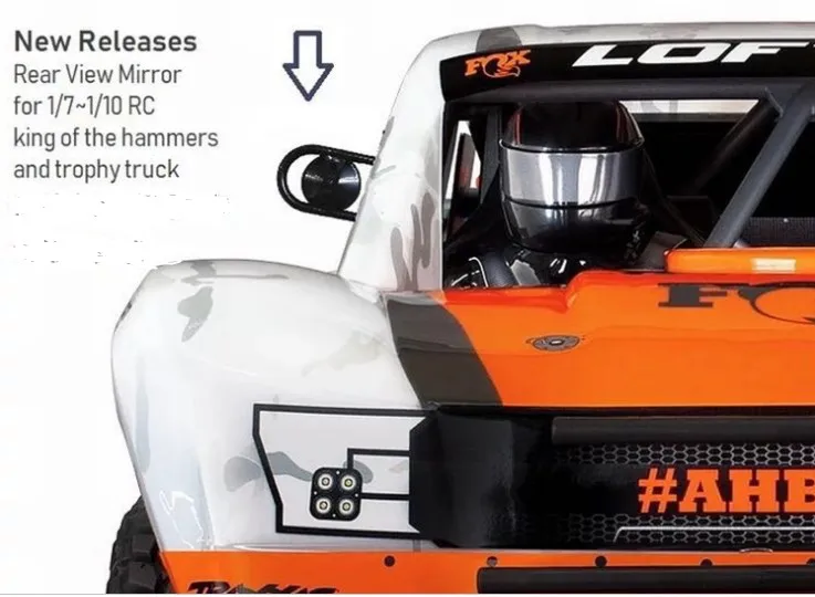 1/7 1/8 1/10 RC Racing Car Rear View Mirror Metal Hobby Style Radio Control for King of the Hammers Trophy Truck Off-Road Buggy