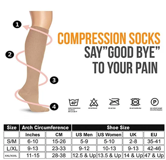 Медицинские спортивные хлопковые Компрессионные носки для мужчин и женщин