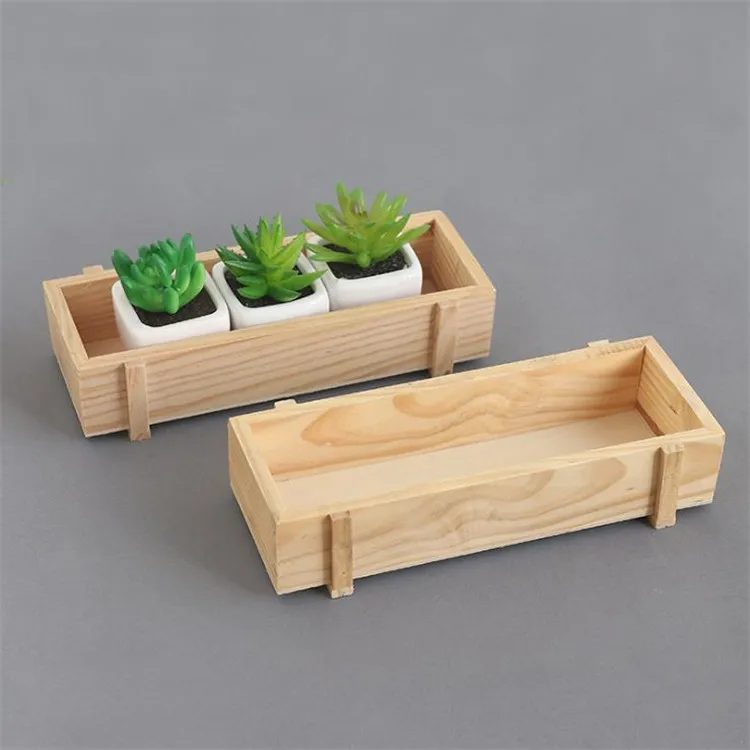 Desktop Remote Controller Storage Box Desk Organizer Tray for Crafts Flowers Plants Jewelry Succulent Flower Moss Container Box xiangpian183 DIY Wooden Pattern Succulent Plant Container Box