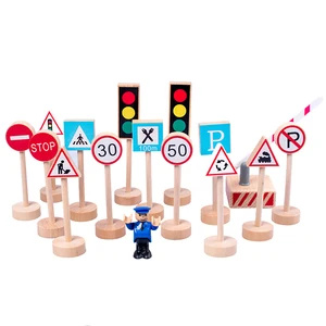 15 Set Wooden Toy Road Signs Play Set Traffic Sign Wooden Toy Traffic Light