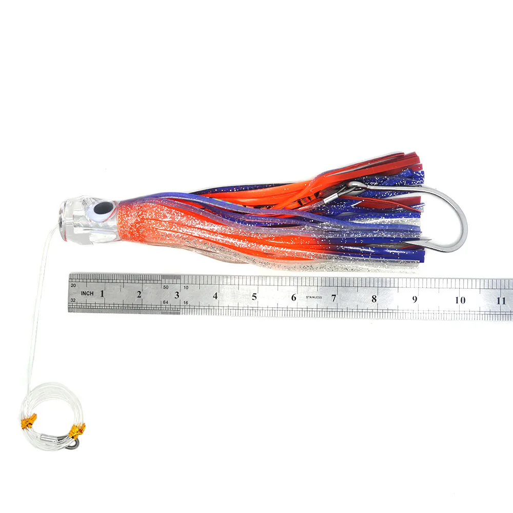 SET of 6 9 Inch Big Game Trolling Skirts Pusher Style Lures for Fishing  Soft and Hard Artificial Bait