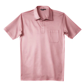 Luxury mens short sleeves double 100% mercerized cotton plain polo shirt in light pink