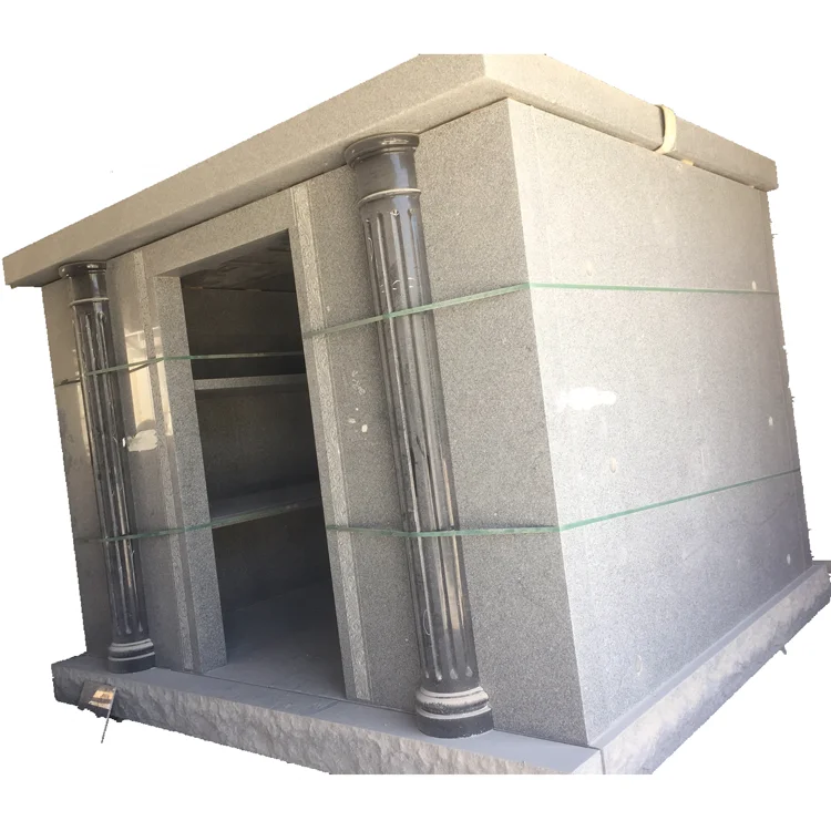 SH STONE Cheap G633 Light Grey Stone Mausoleum Prices Granite Mausoleum Designs Wholesale