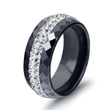 High Quality Black White Simple Style Ceramic Rings Women Fashion Jewelry Wholesale