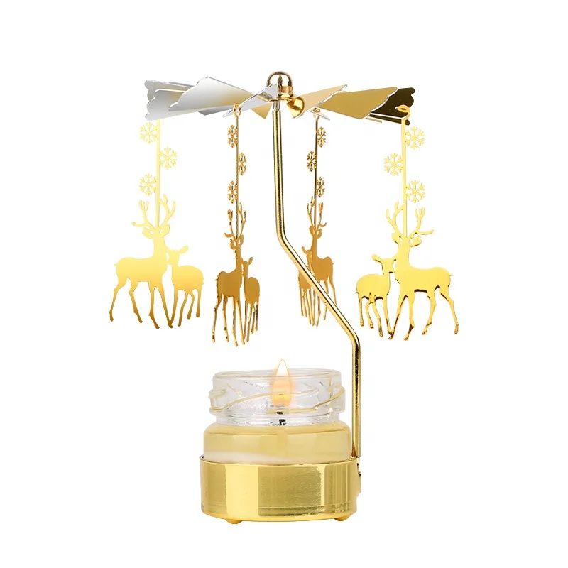 Metal Candle Holder That Can Be Rotated Christmas Decoration Rotating