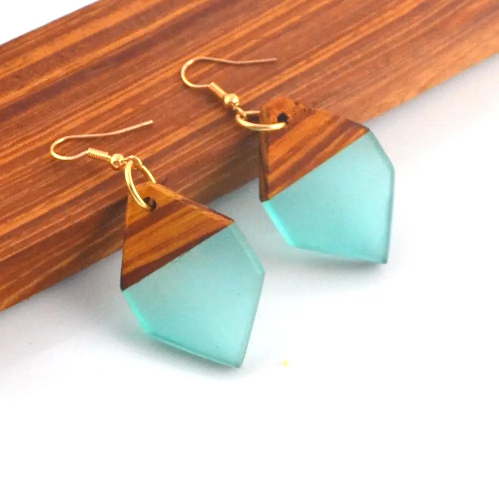 
 Антикварные ювелирные изделия, серьги из натуральной древесины и смолы с блестками, оптовая продажа, Женские Ювелирные изделия из смолы для костюмов  