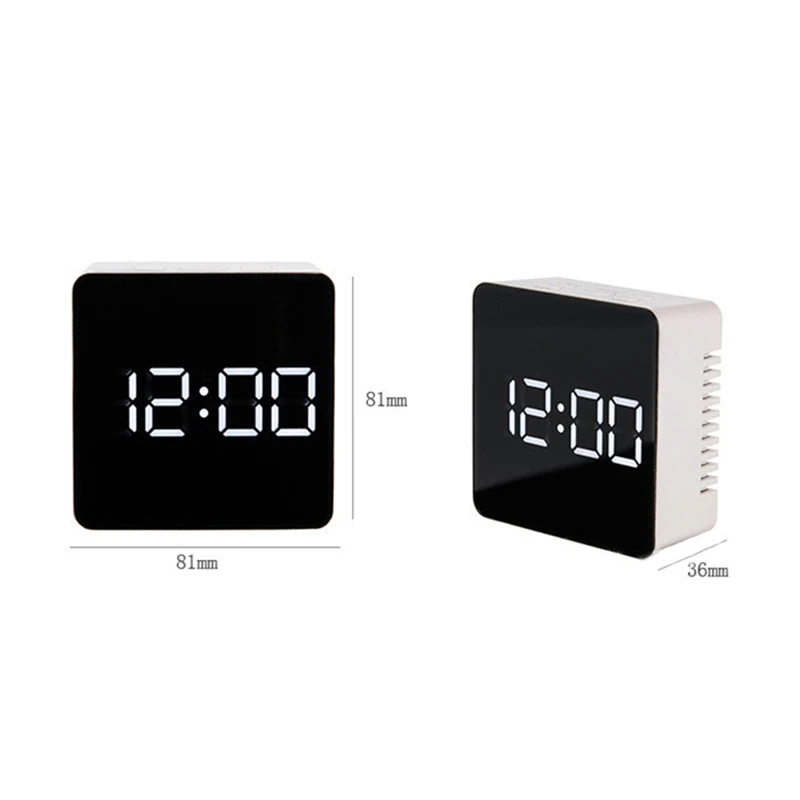 Цифровой Современный зеркальный будильник с термометром светодиодный синий белый свет настольные часы функцией