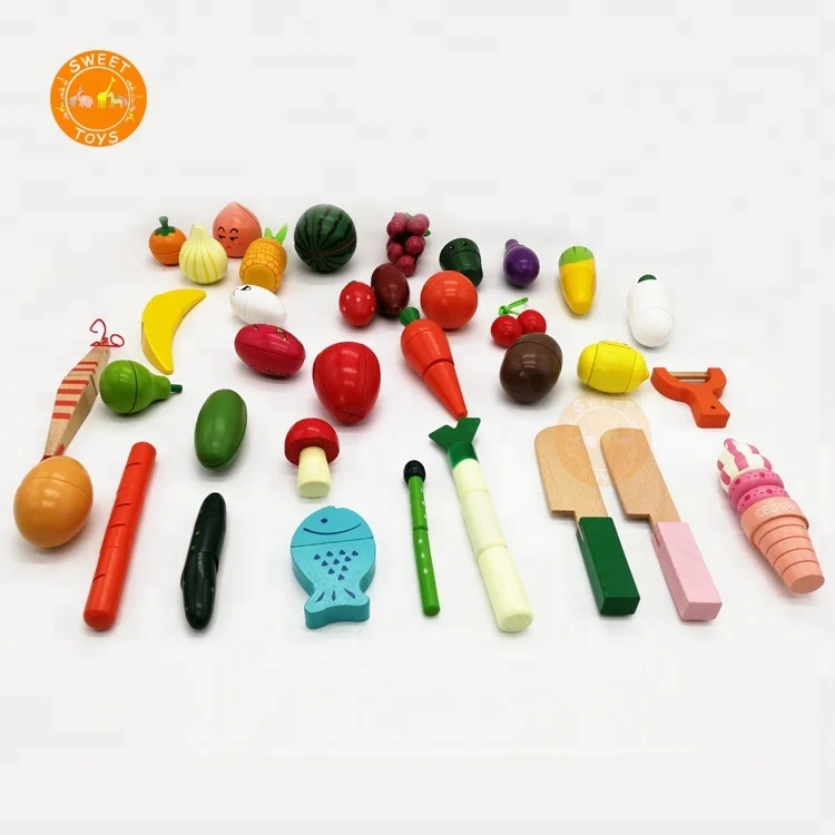 wooden kitchen food set