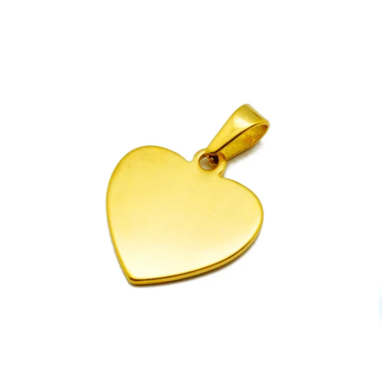 Custom Engraving Personalized Name Metal Jewelry Tags Gold Necklace Heart Pendant