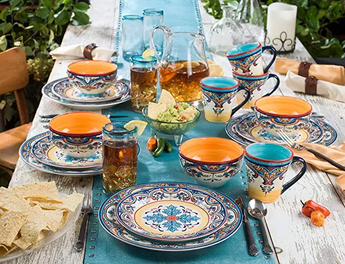 陶磁器食器セット スペイン/メキシコ風花柄デザイン 4人用| Alibaba.com