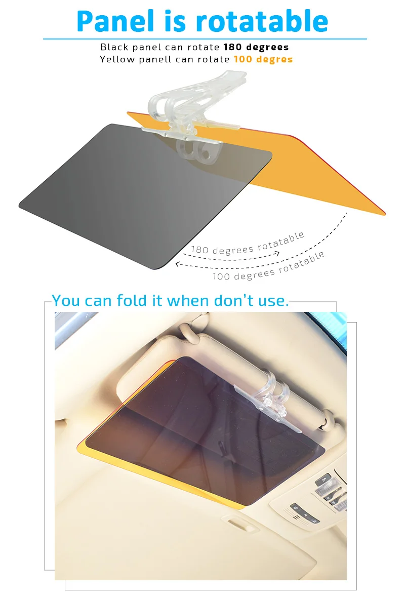 Clear View Hd Vision Rotary Car Windshield Sun Protector Auto Day And