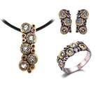 Boho Design Blue Topaz 925 Sterling Silver Jewelry Set with Gold Plated