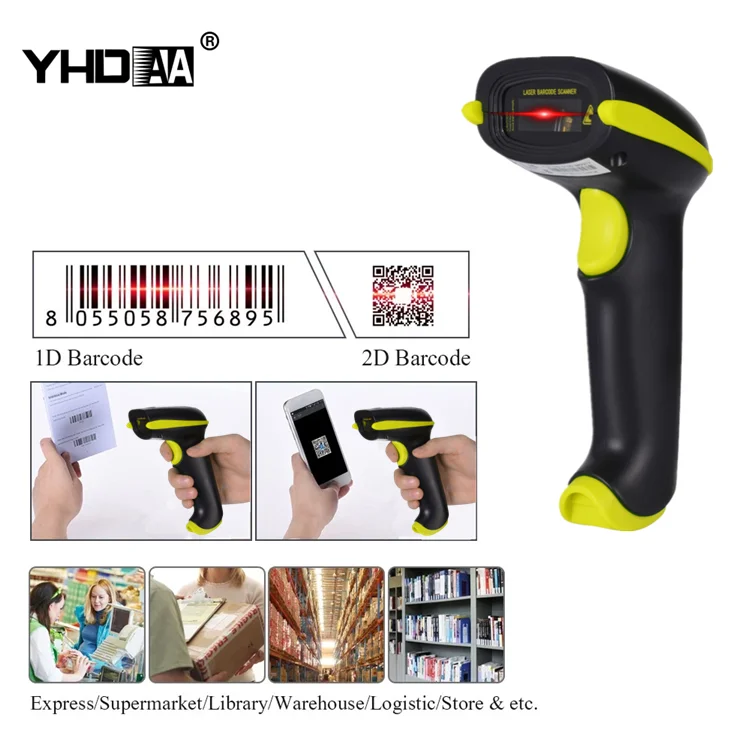 Handheld 2D Wired Barcode Scanner Supermarket Retail Shop Logistic Warehouse