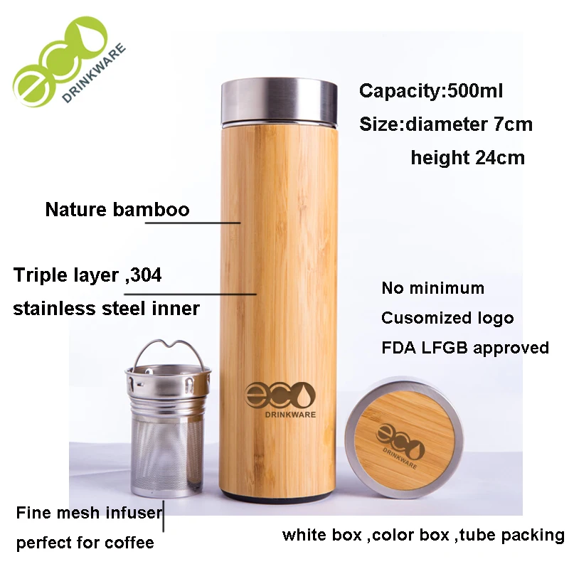 Bamboo Thermos Cup Double Layer Inner Stainless Steel 304 Insulated Bottle  Tumbler Vacuum Flask Thermal Coffee Tea Mug - China Stainless Steel Bottle  Tea Cup and Bamboo Water Bottle price