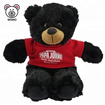 Personalized Custom LOGO Plush Soft Teddy Bear Toys With T shirts Wholesale Kids Cartoon Stuffed Animal Plush Black Teddy Bear