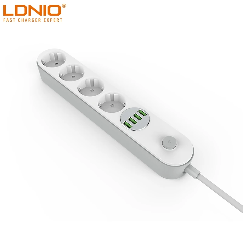 Удлинитель LDNIO с 4 USB-портами и 4 розетками, 2 м