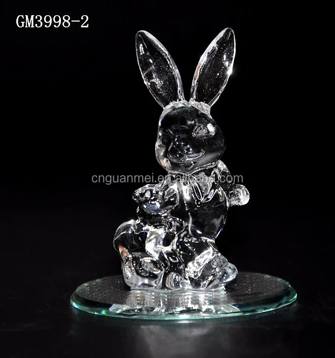 Easter decoration glass rabbit figure with base