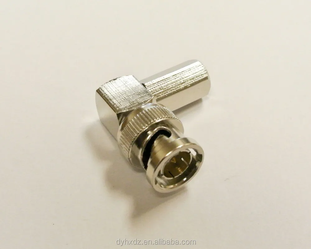 BNC Right Angle 90 Degree Twist-On Connector for CCTV Security Compatible with RG59 RG62 Coax Cable RF Application