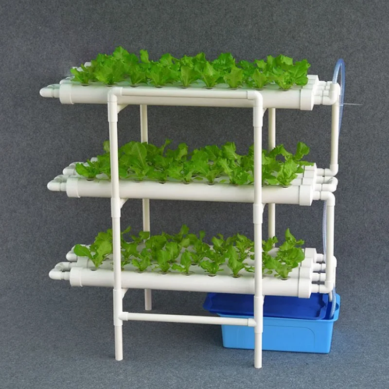 NFT 3 Layer 12  Pvc Pipe Hydroponic System With LED  to  Grow  Vegetable Garden Greenhouse Hydroponics Plastic