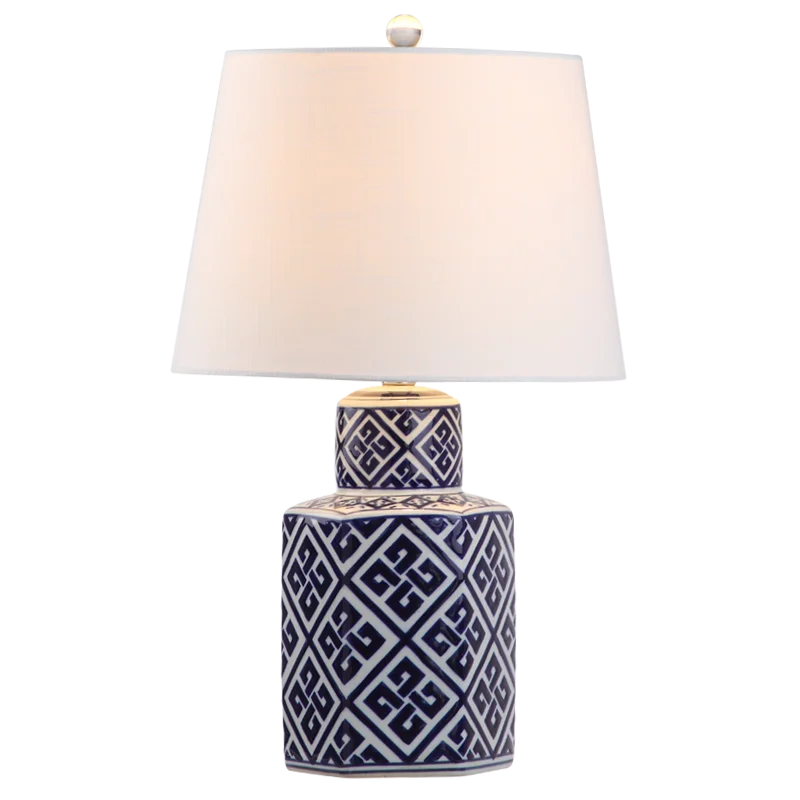 Ceramic table lamp Hot products luxury modern porcelain blue and white ceramic led hotel desk lamp bedroom table lamp