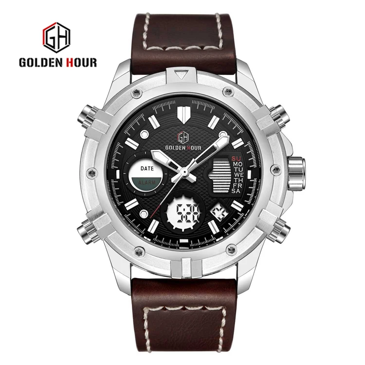 GOLDEN HOUR(ゴールデンアワー) メンズ腕時計 ファッション スポーツ クォーツ アナログ ブラック メッシュ ステンレススチール 防水 ク