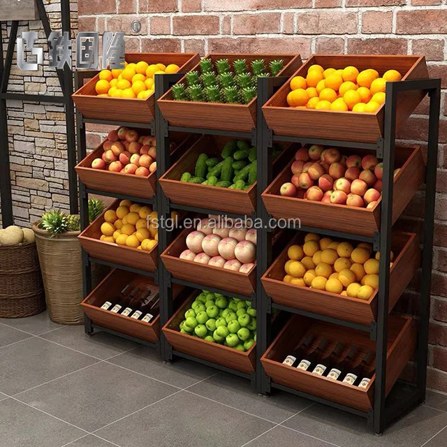 Fruit Vegetable Bread Food Display Stand Rack High Grade Freestanding ...