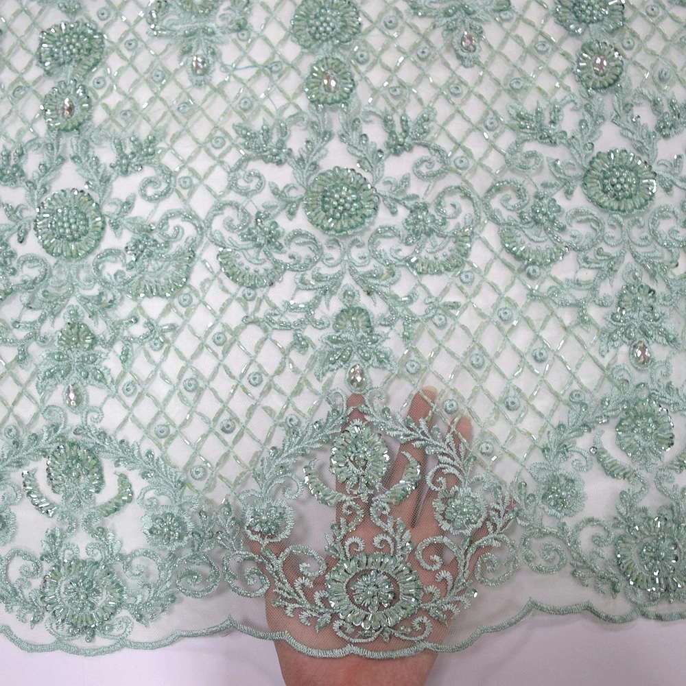 luxury french mint green heavy crystal