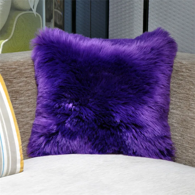 purple furry pillows
