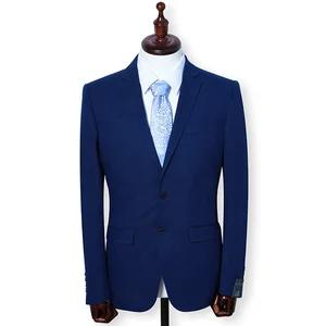 Hot Sale Plus Size Men's Business Suits Blazer Dark Blue TR Fabric Slim Fit Lapel Pin Single Breasted Closure Flat Front