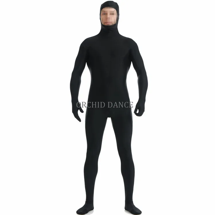 black unitard with hood