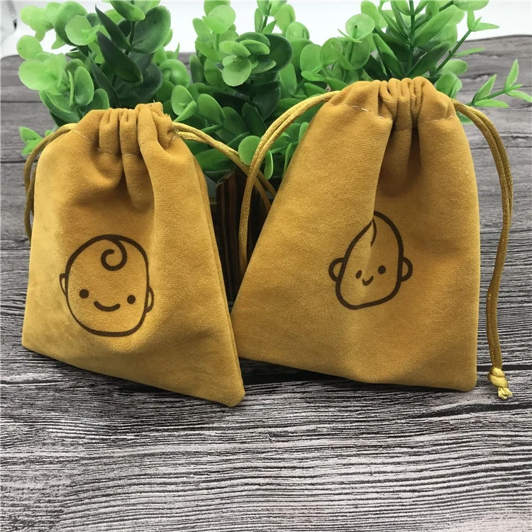 High Quality Wholesale Velvet Jewelry Pouch Yellow Velvet Pouch