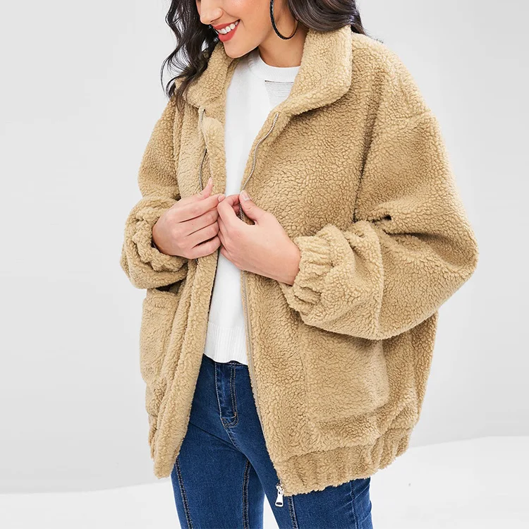 Ladies Camel Brown Fluffy Zip Up Faux Fur Teddy Winter Coat Jackets For Women Buy Fur Teddy Coat Teddy Jacket Brown Faux Fur Coat Product On Alibaba Com