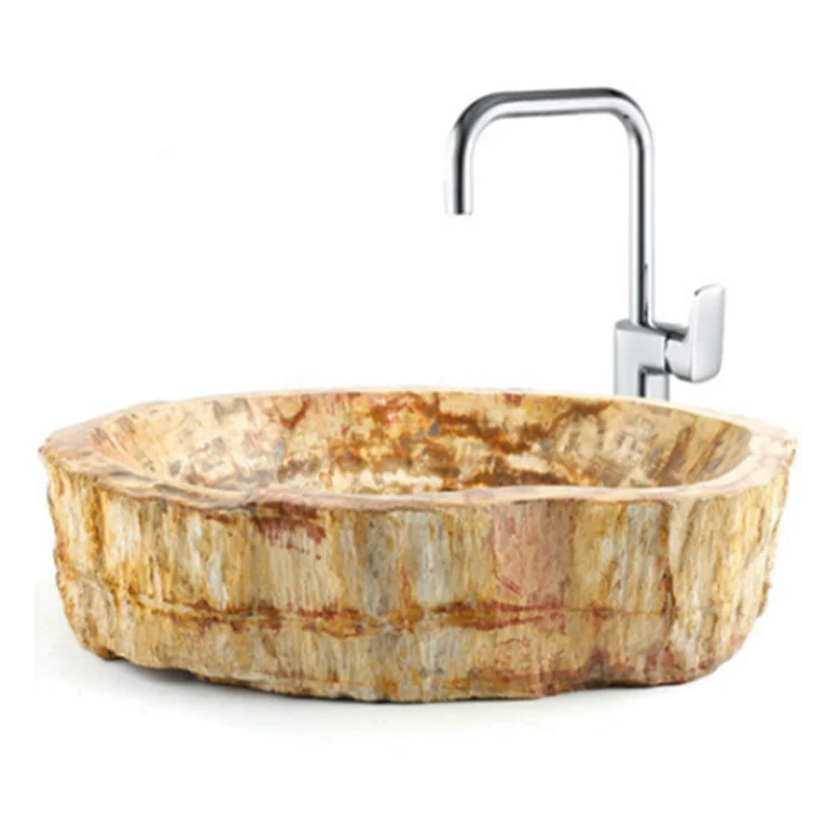 Natural Yellow Wood fossil Wash Basin Sink
