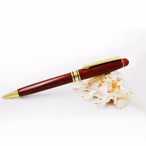 High Quality Customizable Eco-Friendly Wood Ballpoint Pens 1.0mm Writing Width Gold Parts Quality Logo Manufactured Premium Pens