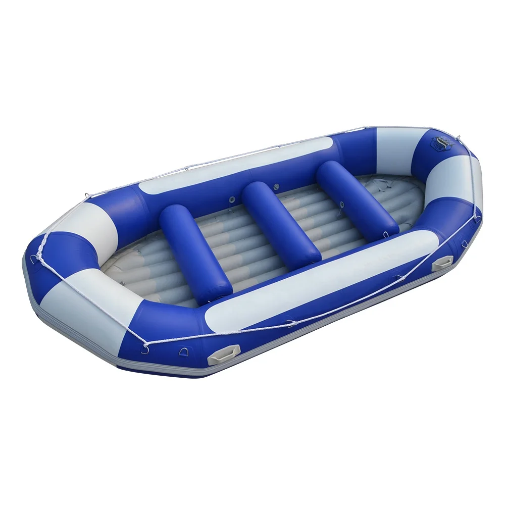 Opblaasbare Drijvende Boot, Outdoor Grote Draagbare PVC Opblaasbare Drijvende Rij Water Piraat Zwembad Voor 4-6 Persoons Meer Oceaan Drijvend Platform (Color : Blue, Size : 400 * 210 * 120cm