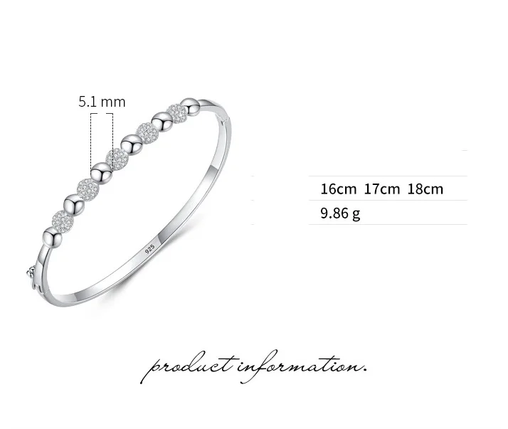 Brand New Design Popular Bangle 925 Silver Korean Version Simple