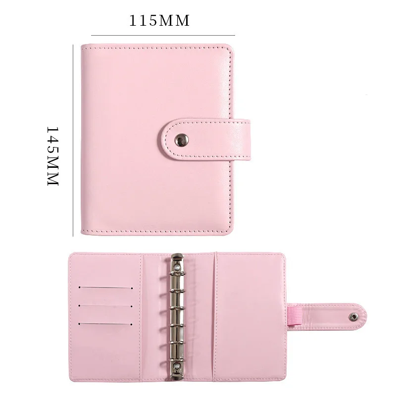 6-кольцо Macaron с отрывными листами A7 связующего Чехол-кошелек из искусственной кожи